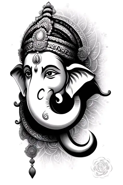 lord ganesha face tattoo design idea