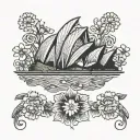 sydney opera house surrounded by aboriginal flowers tattoo design idea