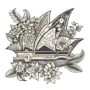 sydney opera house surrounded by aboriginal flowers tattoo design idea