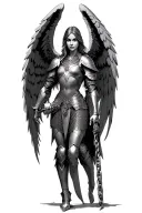 arch angel in armor including chain mail tattoo design idea