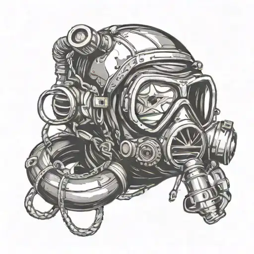 scuba diving, scuba diving mask and travelling the world tattoo design idea