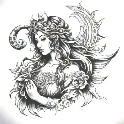 Hestia goddess tattoo design idea
