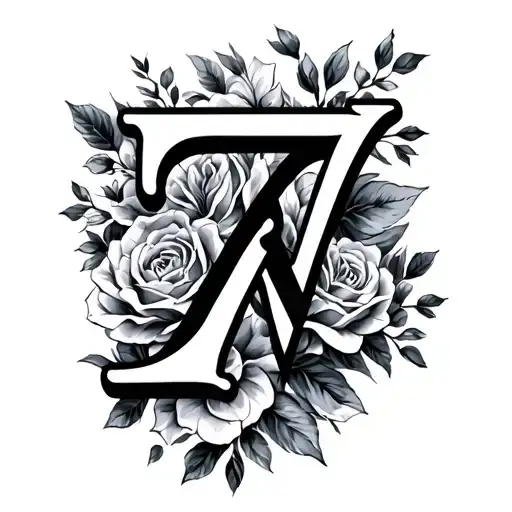 Number 7 letters E and V romantic tattoo design idea