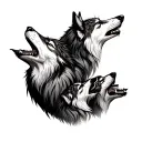 4 wolfs howling tattoo design idea