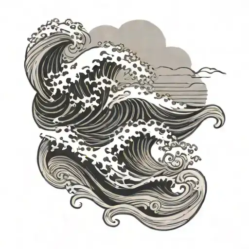 waves with a hidden semicolon incorporated tattoo design idea