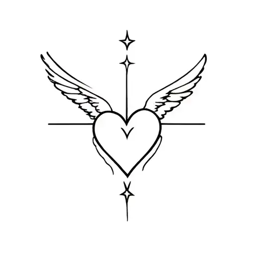 Star child lost angel heart tattoo design idea