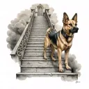 stairs going into heaven dog walking up on stairs tattoo design idea