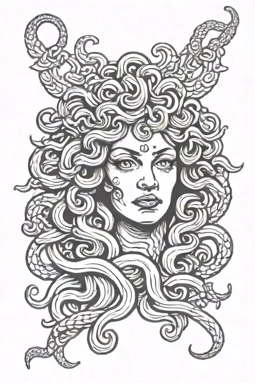 Medusa face tattoo design idea