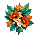 LLP leaves falling tattoo design idea