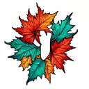 LLP leaves falling tattoo design idea