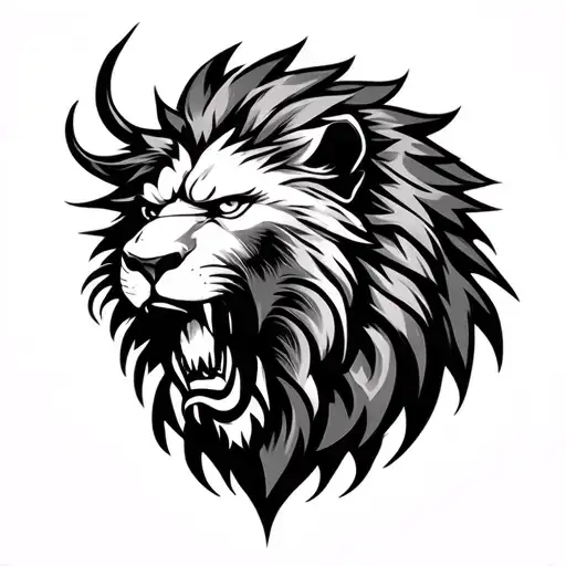 "Legend Sven was born" Roaring Lion Head tattoo design idea