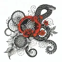 snake with flowers and Mandalas  tattoo design idea