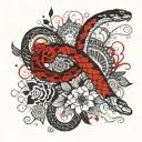 snake with flowers and Mandalas  tattoo design idea