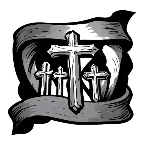 Lord's Prayer with 3 crosses tattoo design idea