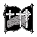 Lord's Prayer with 3 crosses tattoo design idea