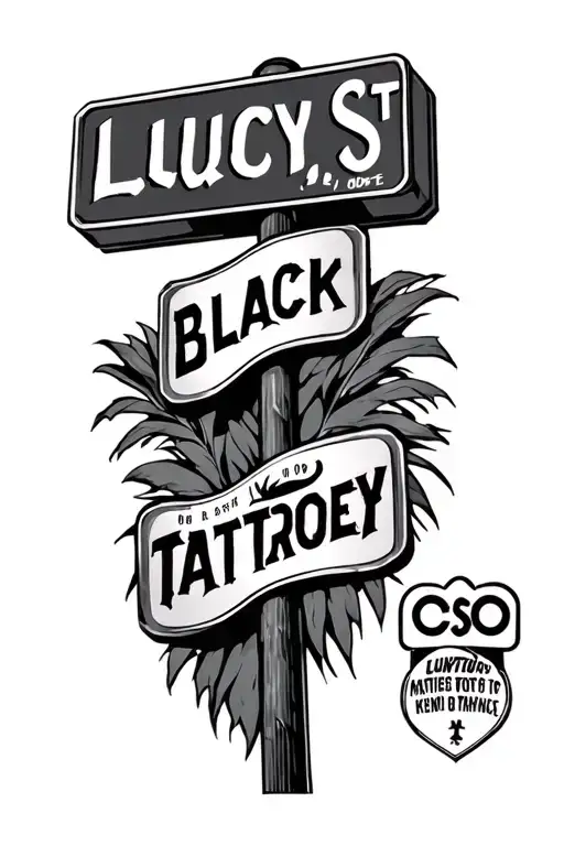 Florida based tattoo with street sign that says Lucy st tattoo design idea