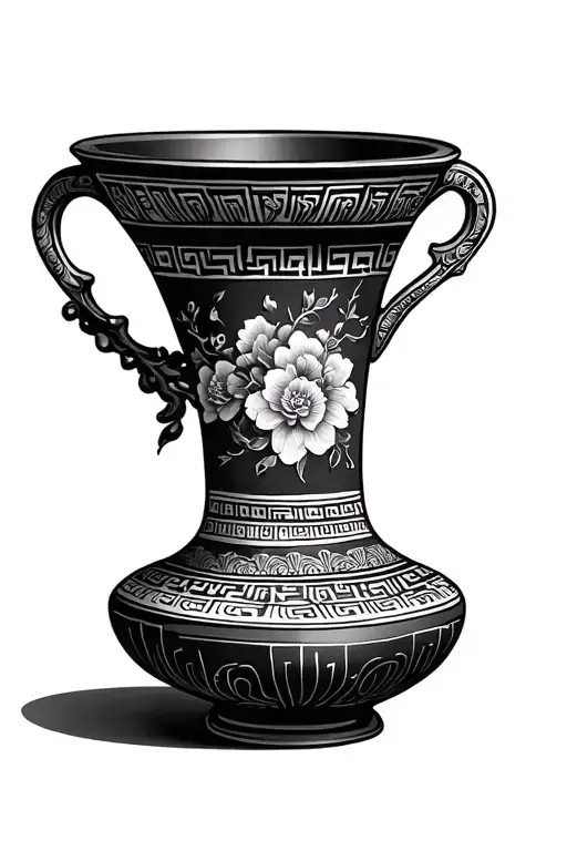 chinese vase greek tattoo design idea