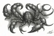 scorpion with signature and years in the middle  tattoo design idea