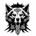 wolf skull with Celtic knot tattoo design idea