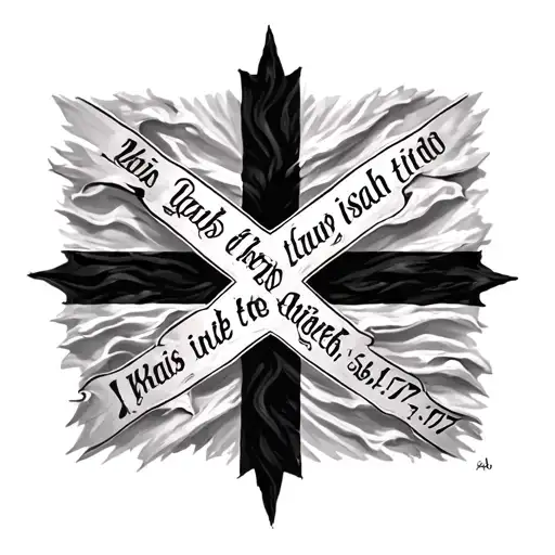 isaiah 54: 17 written underneath the acadian flag tattoo design idea