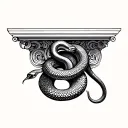 greek column and snake wrapped tattoo design idea