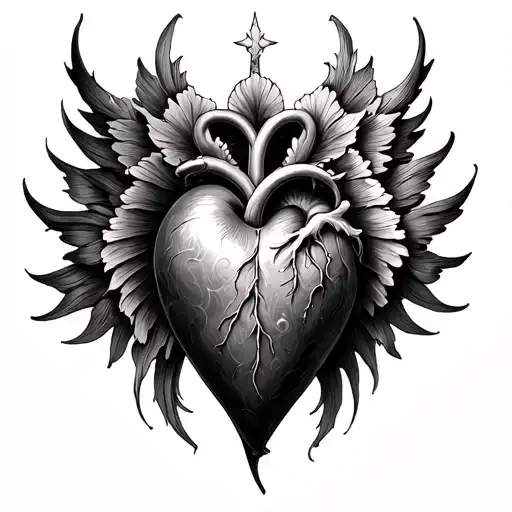 sacred heart black grey tattoo tattoo design idea
