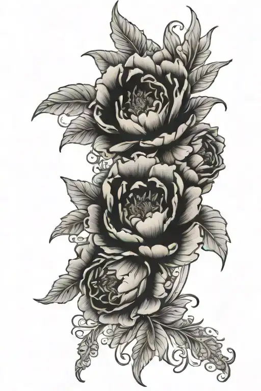 western revolver leather lace peonies narcissus tattoo design idea