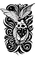 ladybug & hummingbird hovering tattoo design idea