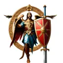 St Michael holding a shield and sword tattoo design idea