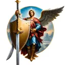 St Michael holding a shield and sword tattoo design idea