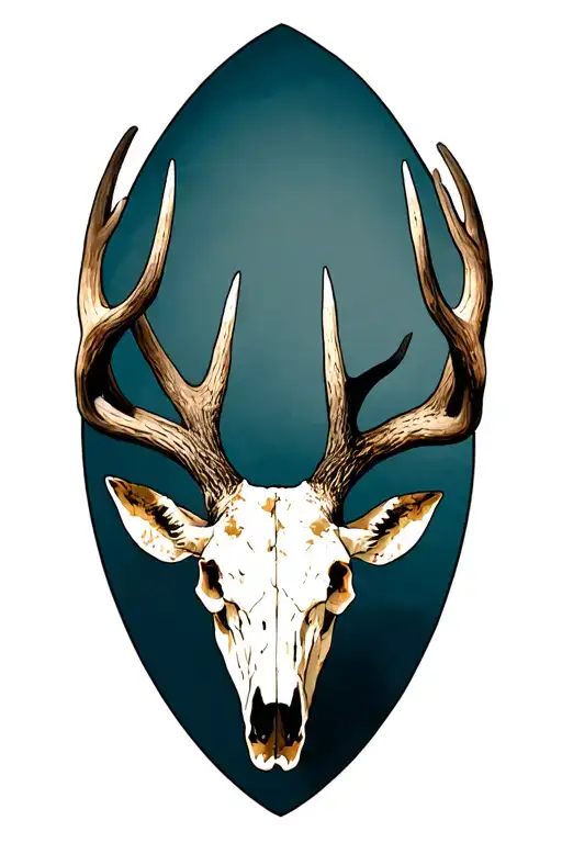 quartering deer skull with antlers tattoo design idea
