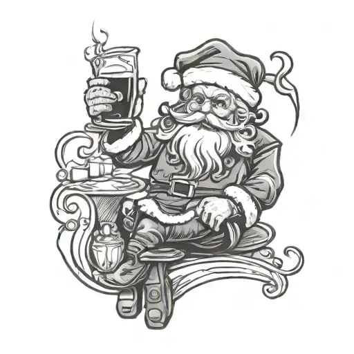 cheating dead santa alcohol tattoo design idea