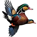 wood duck flying tattoo design idea