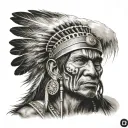 indian warrior with a rifle tattoo design idea