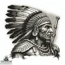 indian warrior with a rifle tattoo design idea