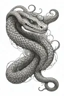 a snake that wraps around the arm that passes behind the back and its head rests on the chest tattoo design idea