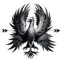 transforming Phenix with arrows representing progress tattoo design idea