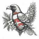 heart. The flag of Georgia is inside. top right is a peace dove with a palm branch tattoo design idea