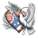 heart. The flag of Georgia is inside. top right is a peace dove with a palm branch tattoo design idea