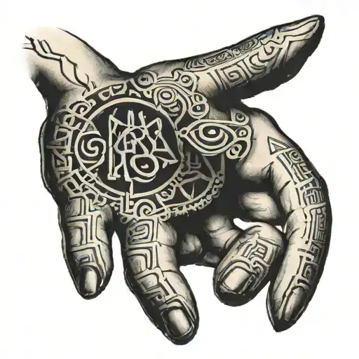 skelltons hand, engraved with magic runes hand tattoo tattoo design idea