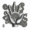 skelltons hand, engraved with magic runes hand tattoo tattoo design idea