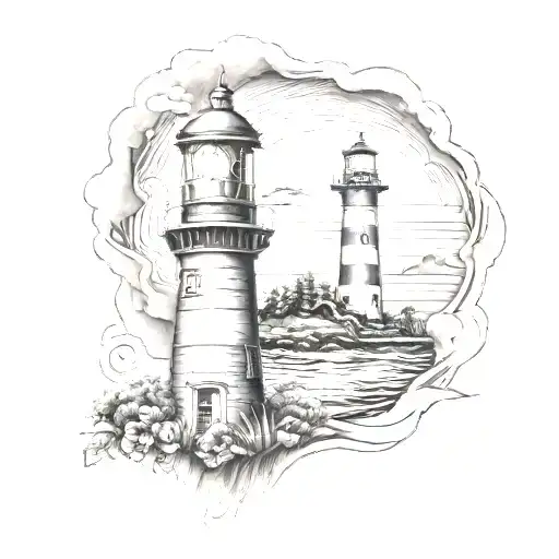lighhouse in memory of mom and dad  tattoo design idea