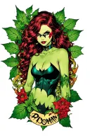 poison ivy from Batman with Pisces symbol  tattoo design idea