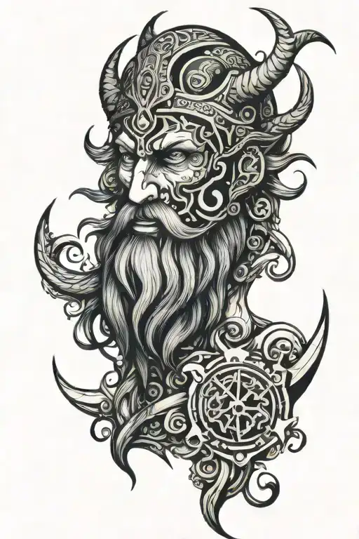 dark norse mythology tattoo design idea