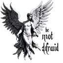 biblically accurate seraphim saying "be not afraid" tattoo design idea