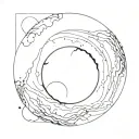 moon-with-liquid-blood-flows-down-half cyber sigilism many many many many curves lines, detailed horror, blood tattoo design idea