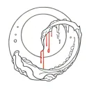 moon-with-liquid-blood-flows-down-half cyber sigilism many many many many curves lines, detailed horror, blood tattoo design idea