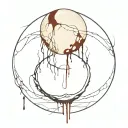 moon-with-liquid-blood-flows-down-half cyber sigilism many many many many curves lines, detailed horror, blood tattoo design idea