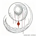 moon-with-liquid-blood-flows-down-half cyber sigilism many many many many curves lines, detailed horror, blood tattoo design idea