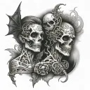 duality, good and bad, life and death tattoo design idea